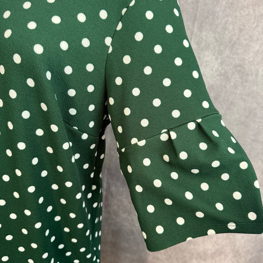Agnes & Dora White & Green Polka Dot Bell Sleeve Shift Dress Retro Colorful - Picture 4 of 11